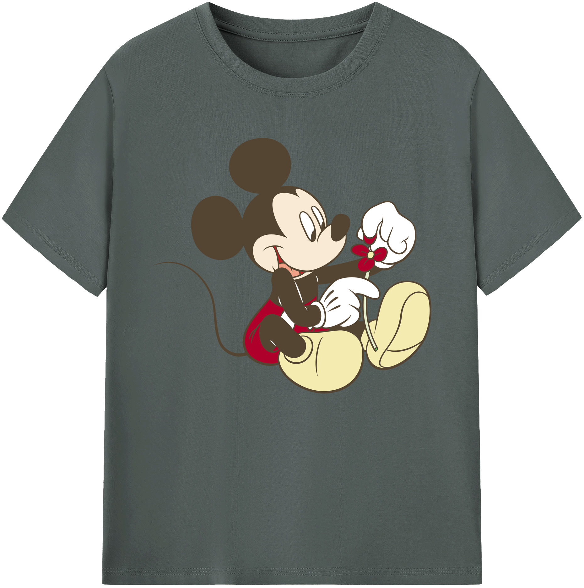 ミッキーマウス Mickey Mouse 綿100％ メンズ半袖Tシャツ｜肌触りやわらか＆通気性